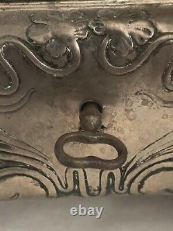 Austrian Silver Sugar Box With Key Art Nouveau Floral Motif 503 Grams