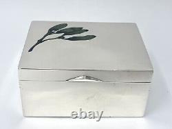 Austrian solid silver box with enamel mistletoe motif by Georg Adam Scheid