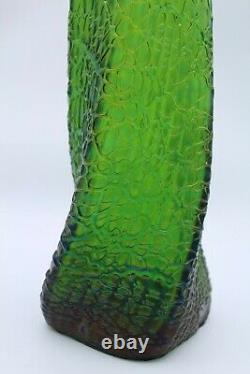 Authentic And Rare Austrian Loetz Crete Nautilus Green Glass 12 Inch Vase