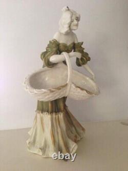 Beautiful Art Nouveau Amphora Porcelain Figurine of a Woman, Circa 1900