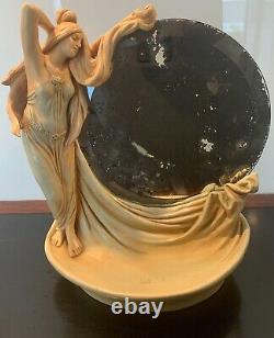 Beautiful Art Nouveau Bernard Bloch Amphora Figure With Circular Mirror Schoop