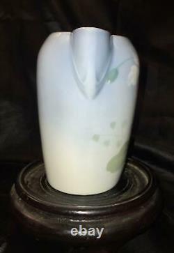 Bernard Bloch Porcelain Pitcher Orchid Art Nouveau Austrian Blue Green White
