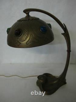 Best Of The Best Bronze Austrian Art Nouveau Lamp With Lovely Multicolored Gems