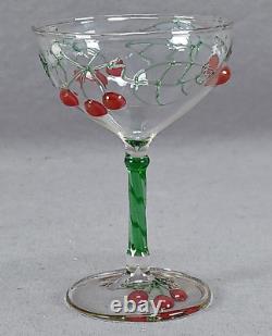 Bimini Austrian Red Cherries Lampwork Small Art Glass Wine Circa 1920s