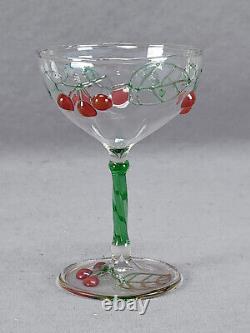 Bimini Austrian Red Cherries Lampwork Small Art Glass Wine Circa 1920s