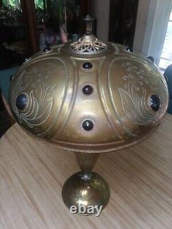 C. 1910 Antique Art Nouveau Table Lamp Jeweled Shade Austrian Arts & Crafts Era