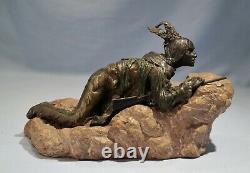 Carl Kauba Cold Painted Bronze Figure of an American Indian Scout with Rifle