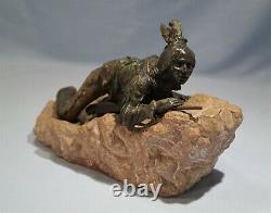 Carl Kauba Cold Painted Bronze Figure of an American Indian Scout with Rifle