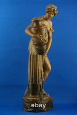 Cherch for Goldscheider Nude woman sculpture terracotta ceramic 1800 XIX Austria