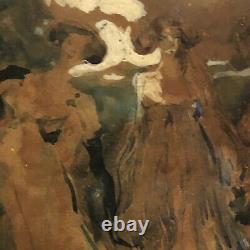 Circa 1890 art nouveau Austrian / German Painting Signed L Right Four women