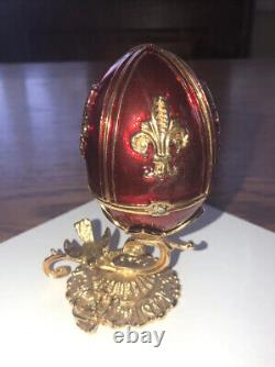 Cristiani Collezione Fluer de Lis Armor Egg Pewter, Enamel & Austrian Crystals