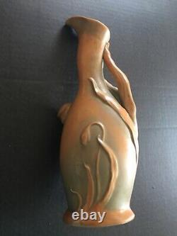 Crownoakware Teplitz Art Nouveau Austria Pottery Vase Lady Bust Bernard Bloch