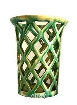Dagobert Peche Wiener Werkstaette Gmundner ceramic open work vase c. 1914