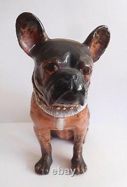Early 20th C Austrian Wiener Werkstatte Hand Painted Terracotta Seated Bulldog