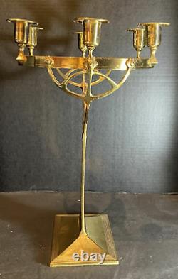 Early 2oth Cent. Austrian Art Nouveau OWL Jugendstil Brass Six Light Candelabra