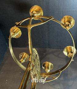 Early 2oth Cent. Austrian Art Nouveau OWL Jugendstil Brass Six Light Candelabra