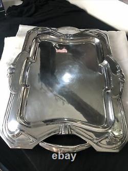 Early C20th Art Nouveau Austrian Large Hallmarked Solid Silver Tray 58 x 46cm