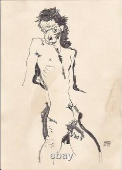Egon Schiele Drawing Nude Male Gay Portrait Sketch Expressionism Austrian