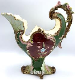 Eichwald Majolica Austrian Pottery Pitcher Art Nouveau Ewer 11 Antique Vintage