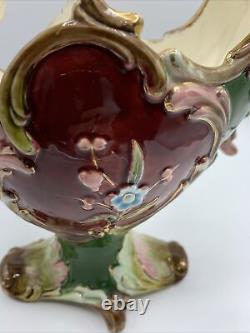 Eichwald Majolica Austrian Pottery Pitcher Art Nouveau Ewer 11 Antique Vintage