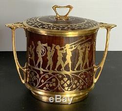 Erhard Sohne Art Nouveau Austrian tobaccos jar brass inlaid MINT