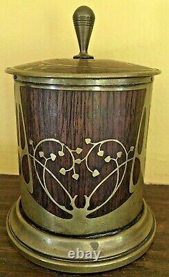 Erhard & Sohne Jugendstil Art Nouveau Brass & Rosewood Lidded Jar