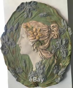 Ernst Wahliss Austrian Art Nouveau Ceramic Oval Plaque Signed Numbered Circa1900
