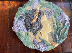 Ernst Wahliss Austrian Art Nouveau Ceramic Plaque Woman