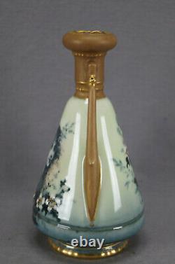 Ernst Wahliss Hand Painted Portrait Green Blue & Gold Small Vase Circa 1899-1918