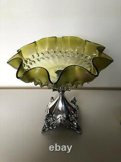 Exceptional Austrian Loetz Art Glass Centerpiece with Austrian 800 Silver Mount