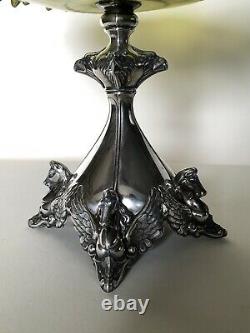 Exceptional Austrian Loetz Art Glass Centerpiece with Austrian 800 Silver Mount