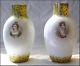 Fantastic Antique Pair Austrian Queen Vases C 19th Glass Vases