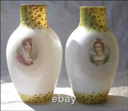 Fantastic Antique Pair Austrian Queen Vases C 19th Glass Vases