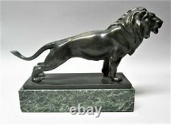 Fine Art Deco AUSTRIAN BRONZE LION Sculpture THEODORE ULLMANN c. 1930 antique