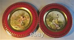 Fine Pair of Antique ROYAL VIENNA Hand-Painted Plates Amore & Spring c. 1900