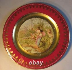 Fine Pair of Antique ROYAL VIENNA Hand-Painted Plates Amore & Spring c. 1900