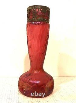 Fine Vintage Art Nouveau Austrian Glass Vase 10 High
