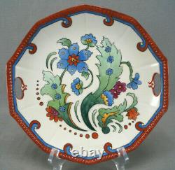 German Austrian Hand Painted Signed D. M. Hine Art Nouveau Floral Cake Plate
