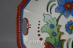 German Austrian Hand Painted Signed D. M. Hine Art Nouveau Floral Cake Plate