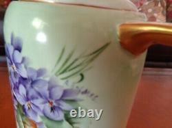 Hand Painted Signed A. Holmes Mz Austria Coffee Tea Pot, Violets & Gold, 10