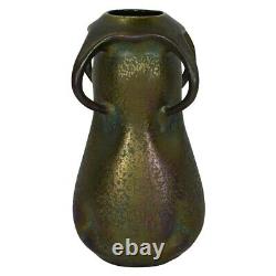 Heliosine Austrian Pottery Iridescent Glaze Four Handled Art Nouveau Vase