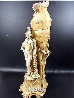 Huge Turn Teplitz Art Nouveau Figural Sea Shell Vase Amphora Eduard Stellmacher