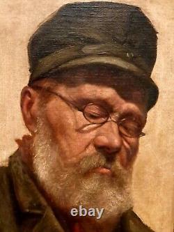 Josef Kinzel (Austrian, 1852 1925) Original Oil Painting The Old Cobbler