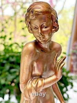 Josef Lorenzl (Austrian, 1892-1950) Art Deco Bronze Sculpture Girl MODESTY