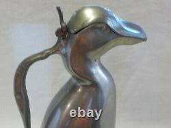 Jugendstil Pewterware Kayserzinn 4433 Auk Penguin Decanter 1903 Hugo Leven Desig