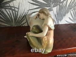 LARGE Art Nouveau Amphora Austrian porcelain Lady with a Shell