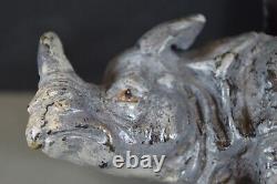 Large (1kg) Austrian Cold Painted Bronze Rhinoceros Figural Inkwell, c1910