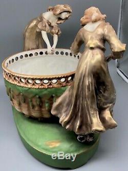 Large Amphora Porcelain Figural Group Art Nouveau Austria