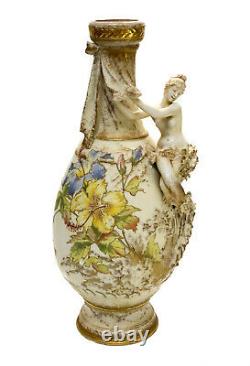 Large Amphora RSTK Enamel Pottery Vase of A Beauty Art Nouveau, circa 1900