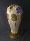 Large Antique Austrian Art Nouveau Majolica Pottery Vase Purple Flowers